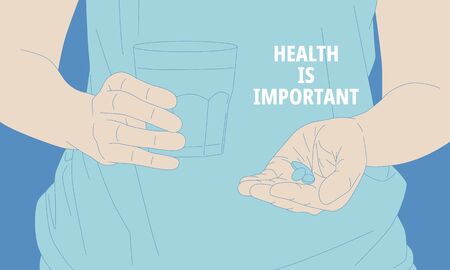 Illustration of preparing medicine for eating.のイラスト素材
