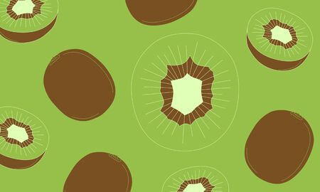 Illustration of easy-to-draw kiwi. Isolate background.のイラスト素材