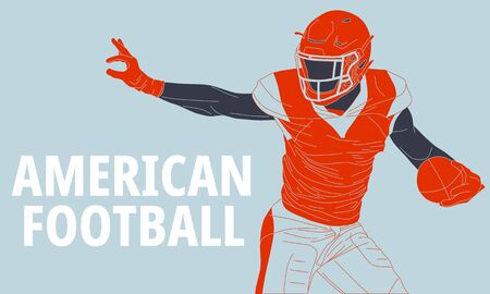 Illustration of american football player in action. Isolate background.のイラスト素材