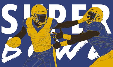Illustration of american football player in action. Isolate background.のイラスト素材