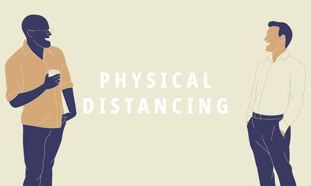 Illustration of physical distancing to prevent pandemic virus.のイラスト素材