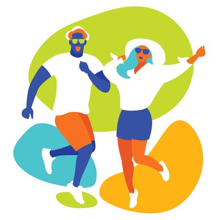 Young people are happy in the summer. Vector illustration.のイラスト素材