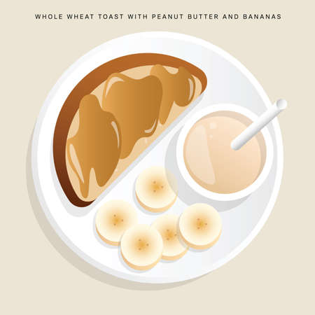 Toddler breakfast. Food that help healthcare. Diet for life. Vector illustration.のイラスト素材