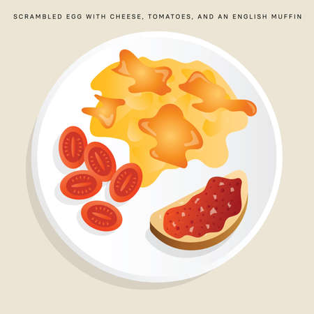 Toddler breakfast. Food that help healthcare. Diet for life. Vector illustration.のイラスト素材