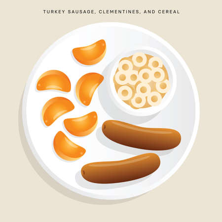 Toddler breakfast. Food that help healthcare. Diet for life. Vector illustration.のイラスト素材