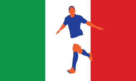 Football soccer player in action isolated background. Flat vector illustration.のイラスト素材