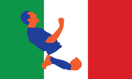 Football soccer player in action isolated background. Flat vector illustration.のイラスト素材