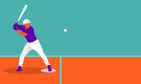 Illustration of baseball player in action. Isolate background.のイラスト素材