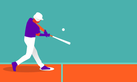 Illustration of baseball player in action. Isolate background.のイラスト素材