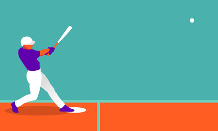 Illustration of baseball player in action. Isolate background.のイラスト素材