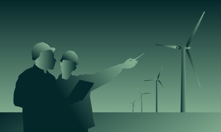 Eco power. Wind turbines generating electricityの写真素材