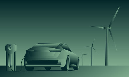 Eco power. Wind turbines generating electricityの写真素材