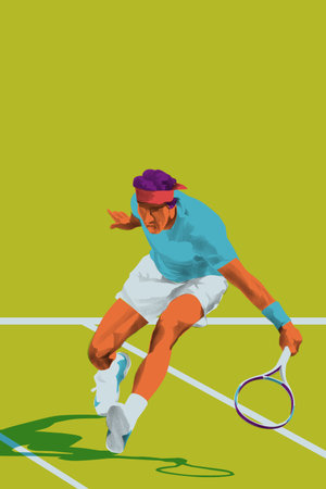 The male tennis player is playing strong. Illustration graphic design.の写真素材