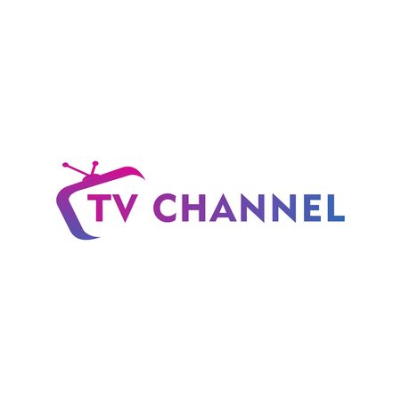 Live Streaming, Online Television, Web TV, Simple and Clean Logo Concept, Abstract, Purple, Pink, Blue, Gradation Color, Combination Logo, TV Channel Logo Design Templateのイラスト素材