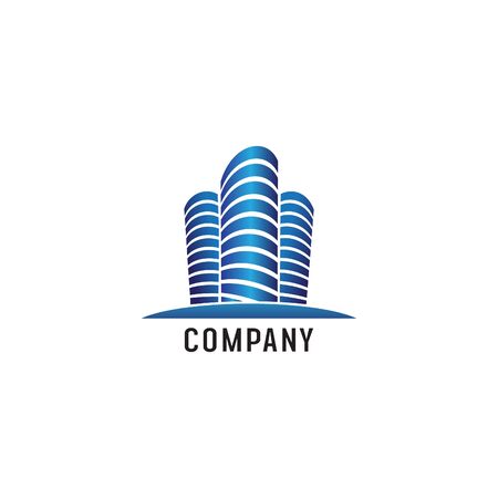 Blue Building Real Estate Logo Design Templateのイラスト素材