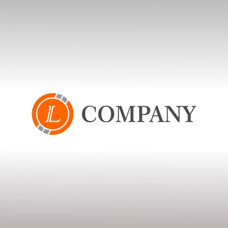 Letter L Alphabetic Logo Design Template, Crypto Curency Logo Concept, Gray, Orange, Ellipse, Rounded, Digital Coin, Virtual Money, Ecurrencyのイラスト素材