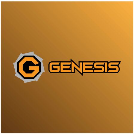 Letter G Alphabetic Logo Design Template, Genesis Logo Concept, Gear Icon, Black, Gray, Orange, Strong and Sharpのイラスト素材