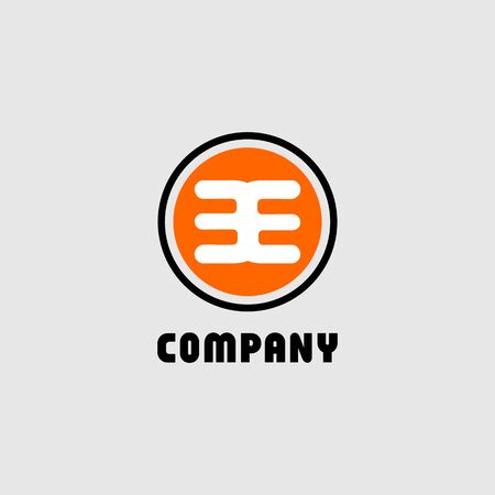 Letter BE Alphabetic Logo Design Template, Ellipse Rounded Logo Concept, Black, Orange, White, Gray Backgroundのイラスト素材