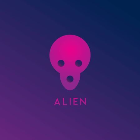 Alien Space Logo Design Template, Pink, Purple, Violet, Dark, Gloomyのイラスト素材