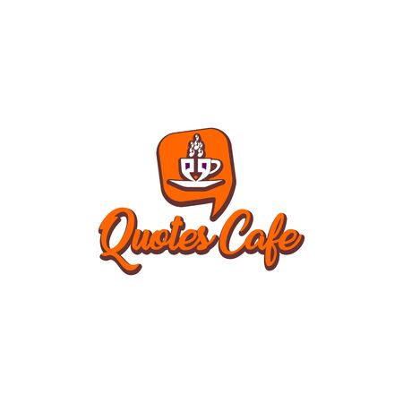 Quotes Cafe Logo Design Template, Call Out Logo Concept, White, Gray, Orange, Cup Iconのイラスト素材