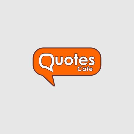 Quotes Cafe Logo Design Template, Call Out Logo Concept, White, Gray, Orangeのイラスト素材