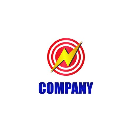 Big Watt, High Voltage, Lightning Bolt Icon, Circle energy and electricity Logo Concept, Electrical Power Logo Design Templateのイラスト素材