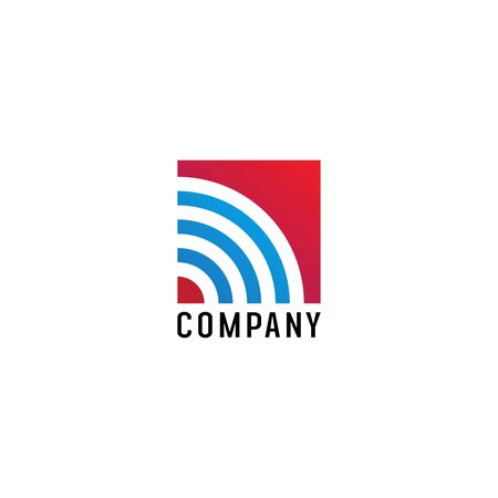 Telecommunications & Networks Logo Design Template, Wifi Signal, Radio Waves, Energy Wavesのイラスト素材