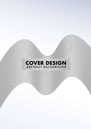 Monochrome Abstract Wave Line Cover Design Template, Curved Lines Design Vector, Gray, Black, Whiteのイラスト素材