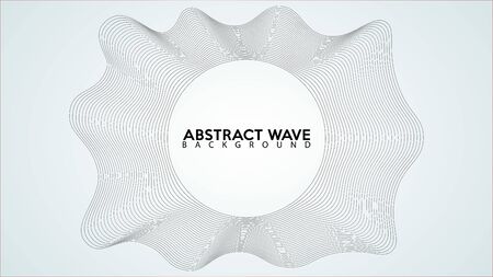 Monochrome Spectrum Audio Wave Design Vector, Abstract Wave Line Background Design Template, Ellipse, Shiny Black and Whiteのイラスト素材