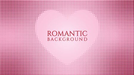 Halftone Frame Background Design Template with Heart Shape Element, Pop Art, Colorful Abstract Dots Pattern Illustration, Vintage Texture, Pinky Pink Maroon Gradation, Romantic Colors, Valentine Day, Polka-dotted, polkadot, Vector EPS 10のイラスト素材