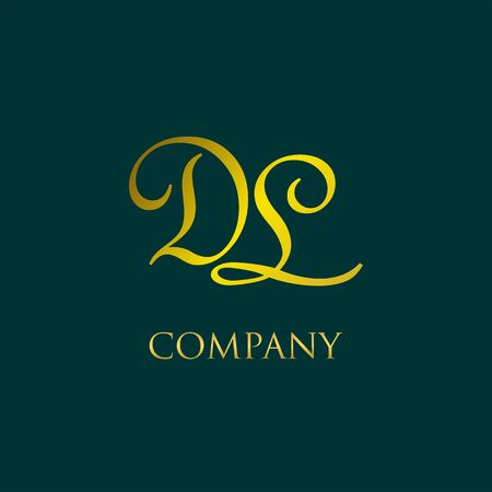 Luxury Gold Letter DL, Alphabet Logo Design Template, Initial Logo Conceptのイラスト素材