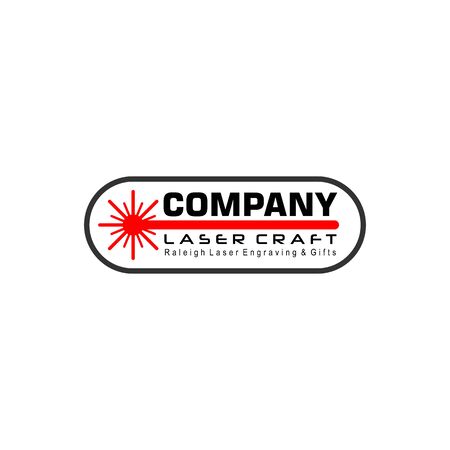 Laser Craft Logo Design Template, Red Light Logo Concept, Oval Rounded Shape Elementのイラスト素材