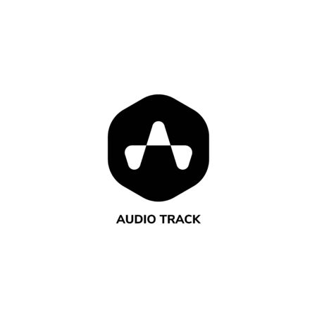 Letter A Alphabetic Logo, Liquid Sound Wave Logo Concept, Audio Design Template, Black & White, Rounded Hexagonのイラスト素材