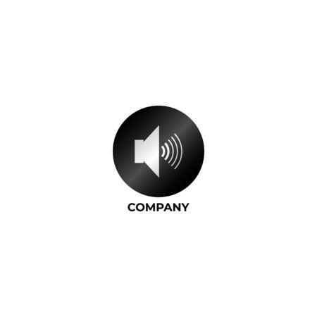 Speaker Sound Logo Concept, Audio Signal Design Vector, Black and White Logo Templateのイラスト素材