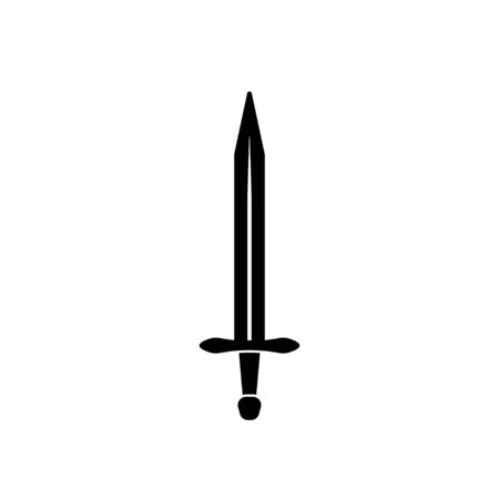 Sword isolated on white background. Military sword ancient weapon design silhouette. Vector illustration, Simple Icon. Daggers and Knifes Hand Drawn.のイラスト素材