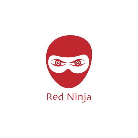 Red Ninja Logo Concept, Ninja Head Icon Vector Design Template, Super Hero Characterのイラスト素材
