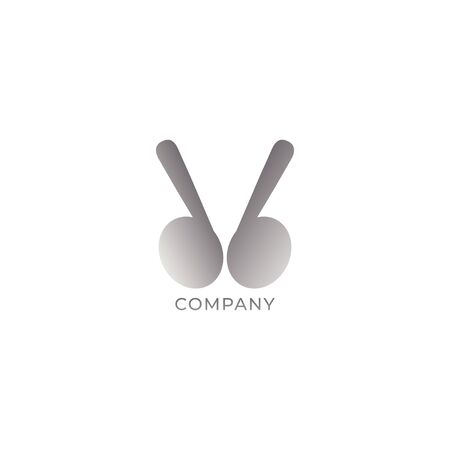 Lowercase Letter db Alphabet Logo Design Template isolated on white background. Gray TWS Earphone icon illustrated like eye and antennae of insects. Monogram Pictorial logotype, Simple Logo Conceptのイラスト素材