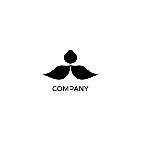 Abstract mustache with nose illustration. facial expressions logo concept isolated on white background. character logo design templateのイラスト素材