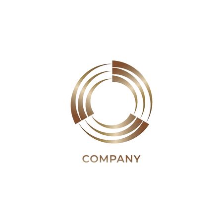 Gold vortex circle logo design template. Recycle logo concept isolated on white backgroundのイラスト素材