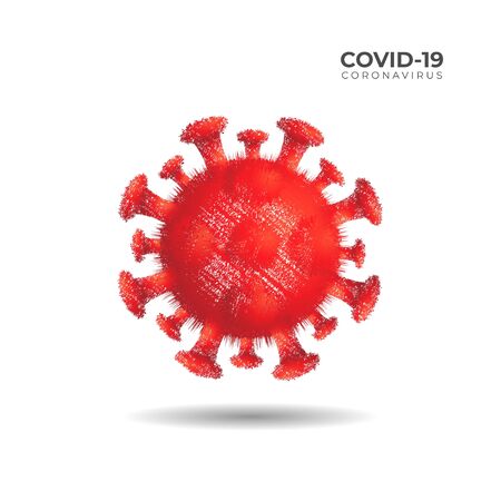 Hairy Red Coronavirus vector illustration. Furry covid 19 isolated on white background.のイラスト素材