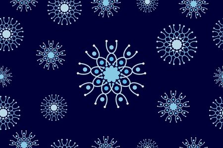 Abstract floral background design template. Seamless geometric flowers pattern. Tileable vintage ornament. Blue monochrome stylish graphic design.のイラスト素材