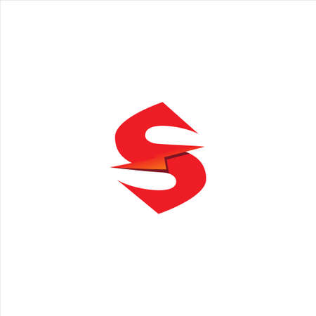Letter S Initial Logo Design Template. Alphabet Thunder Logo Concept. Hot Red and Orange Gradation Color Theme. Isolated On White Backgroundのイラスト素材