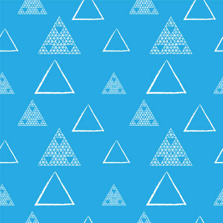 Grunge Outline Triangles Shape Ornament. Fresh Triangular Geometric Seamless Pattern Design...