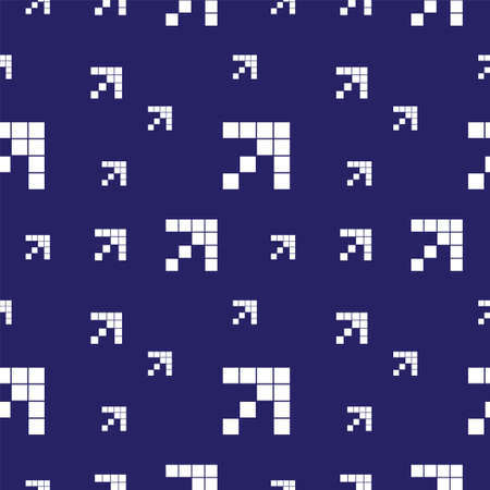 Pixel Arrows Vector Illustration. Seamless Pattern Design Template. Dark Blue and White Color Theme.のイラスト素材