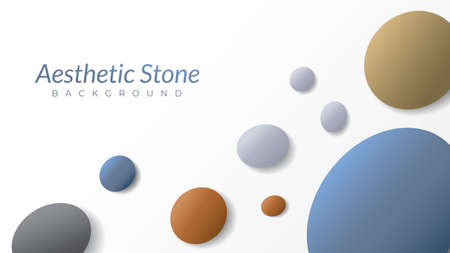 aesthetic stones background design template with blank space. oval shape like an egg. vector illustration. white, black, blue gray, beige, brown orange, earthtones. pastel color gradation.のイラスト素材