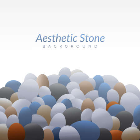 aesthetic background design with blank space. pile of marble stones vector illustration. oval shape like an egg. social media post template. white, gray, beige, brown orange, black. pastel color.のイラスト素材