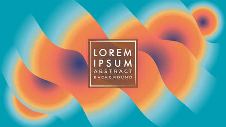 Wavy shape layer with radial earthtone color gradient. Abstract background design template. Brown, orange, beige, dark tuquoise, gradation color.のイラスト素材