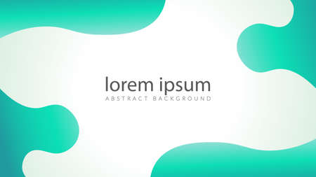 Vector illustration of minimal wavy liquid with blank space. Abstract background design template. White, turquoise color gradient fluid.のイラスト素材