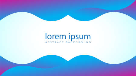 Memphis minimal wavy shape vector illustration. Abstract background design template with frame on bottom and top. Vibrant multicolor gradient.のイラスト素材