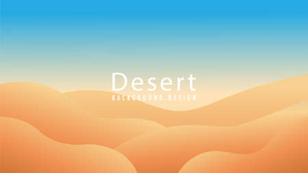 Vector illustration of minimal sunny desert with the blue sky. Wavy shape with soft earthtone color gradient. Panoramic views. Abstract landscape background design template.のイラスト素材